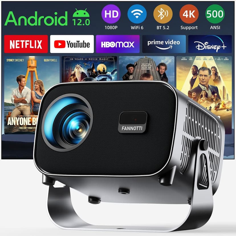 Smart Projector with WIFI and Bluetooth, 800ANSI Native 1080P Portable Projector Built-in Apps, Auto Keystone & Electric Focus Movie Projector for Home Theater, Compatible with IOS/Android/HDMI/USB