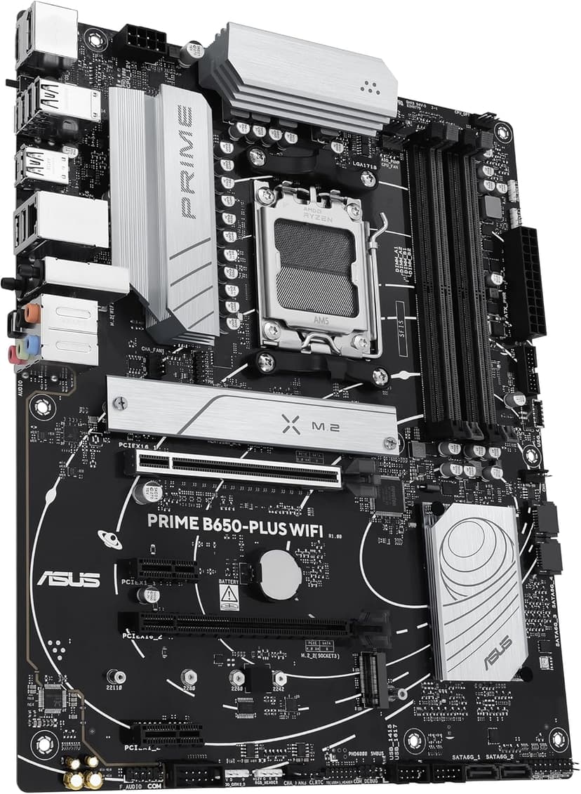 ASUS Prime B650-PLUS WiFi AMD B650 AM5 Ryzen™ Desktop 9000 8000 & 7000 ATX Motherboard, DDR5, PCIe 5.0 M.2, 2.5Gb LAN, WiFi 6E, HDMI™, SATA 6 Gbps, USB Type-C®, BIOS Flashback™, Thunderbolt™ 4 Header