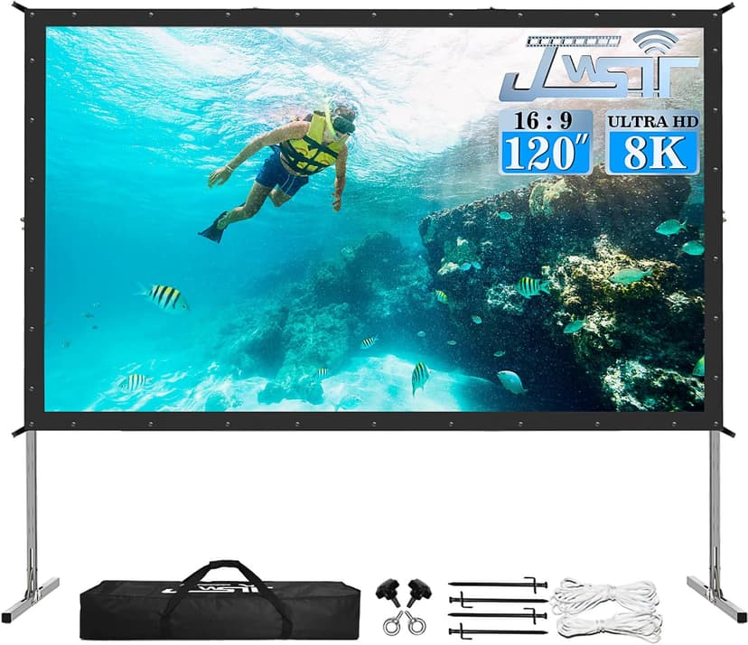 120 inch Outdoor Movie Screen - Upgraded 3 Layers PVC 16:9 Projector Screen, Portable Video Projection Screen with Carrying Bag for Home Theater Backyard