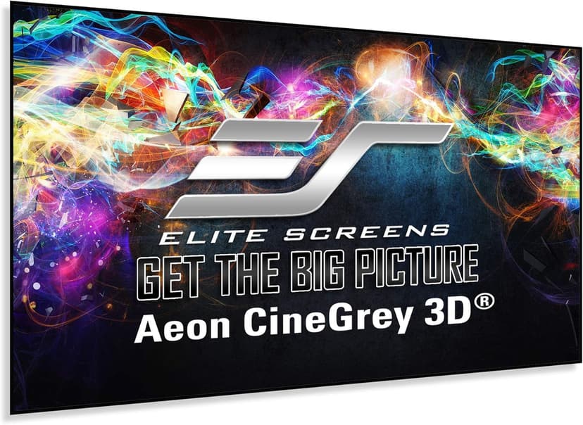 Elite Screens 135 inch CLR/ALR Projector Screen 16:9 4K, Standard Throw Projection, Edge Free Ambient Light Rejecting Fixed Frame Grey for Indoor Movie Screen Home Theater - Aeon CineGrey 3D AR135DHD3