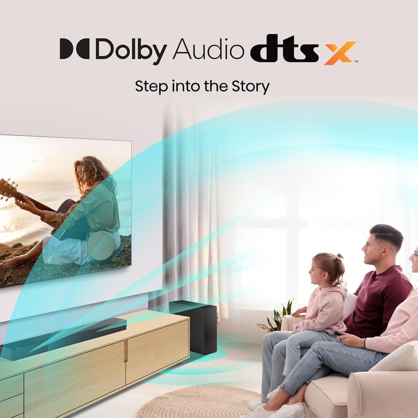 Hisense HS2100 2.1 Ch 240W Sound Bar with Wireless Subwoofer - DTS Virtual X, Dolby Audio, Ezplay, 6 EQ Modes, HDMI ARC, Bluetooth 5.3