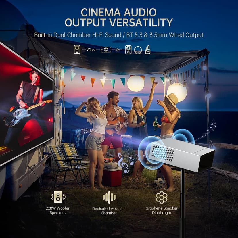 4K Projector with WIFI and Bluetooth, XIDU 1500ANSI Electric Focus Aluminum Alloy Projector, Auto Keystone 1080P Movie Projector, Dual 8W Speaker, Home Theater Portable Projector for Phone (Silver)