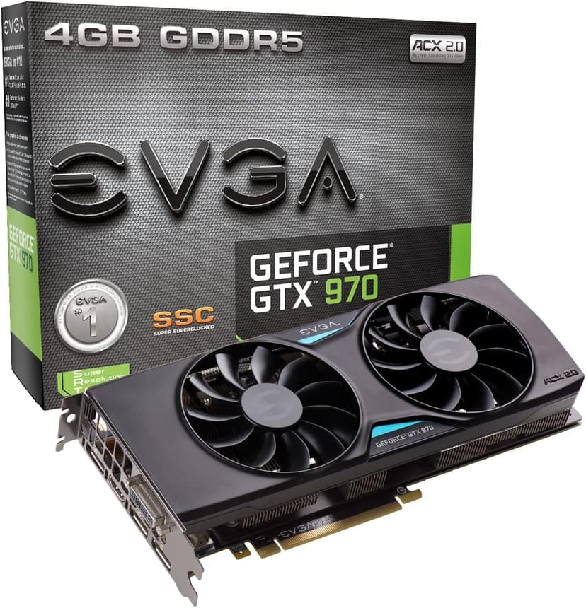 EVGA GeForce GTX 970 4GB SSC Gaming ACX 2.0+ Cooling Graphics Card (04G-P4-3975-KR)