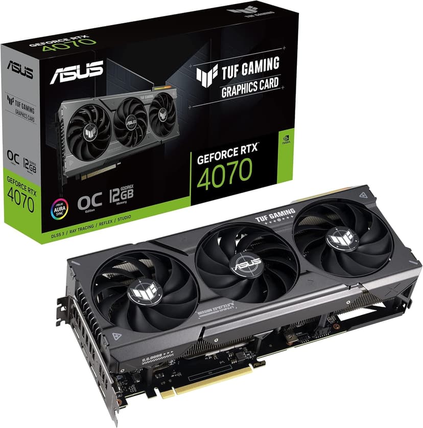 ASUS TUF Gaming NVIDIA GeForce RTX™ 4070 OC Edition Gaming Graphics Card (PCIe 4.0, 12GB GDDR6X, HDMI 2.1, DisplayPort 1.4a)