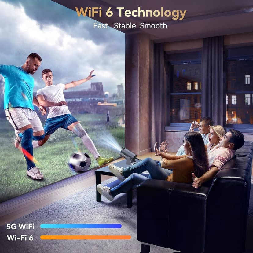Mini Projector Built in Android TV 11.0 Portable Smart Projector with Wifi and Bluetooth 210°Rotatable 1080P Support Short Throw Outdoor Auto Keystone 40''-150'' Screen Home Theater Projector