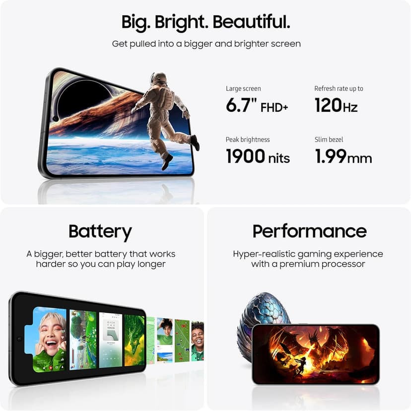 SAMSUNG Galaxy S24 FE AI Phone, 128GB Unlocked Android Smartphone, High-Res 50MP Camera, Long Battery Life, AMOLED Bright Display, US Version, 2024, US 1 Yr Warranty, Graphite
