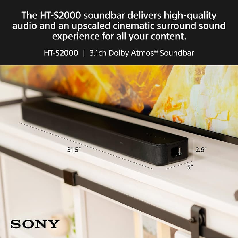 Sony HT-S2000 Compact 3.1 Ch Dolby Atmos Sound Bar.