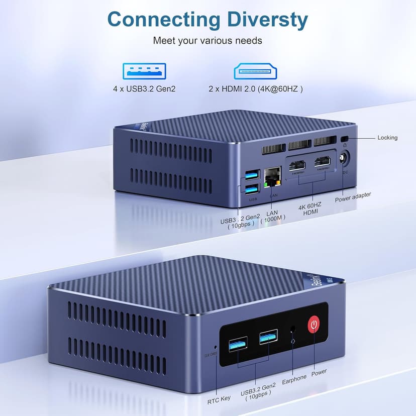 Beelink Mini PC, Mini S12 Pro Intel 12th N100(Up to 3.4GHz), 16GB DDR4 500GB M.2 SSD, Desktop Computers Support 4K Dual HDMI Display/WiFi6/BT5.2/USB3.2/1000Mbps LAN/WOL Home/Office