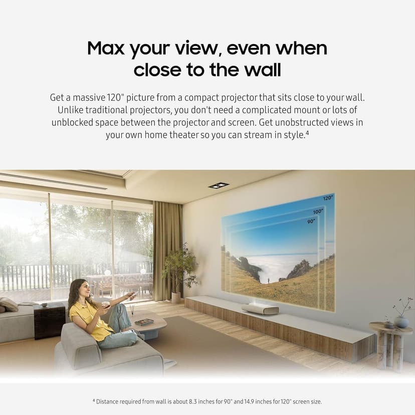 SAMSUNG 120-Inch Class LPU7D Series The Premiere Ultra Short Throw 4K AI Smart TV Laser Projector for Home Theater w/ Gaming Hub, Vision Boost, Powerful Sound, Alexa Built-In, SP-LPU7DSA, 2024