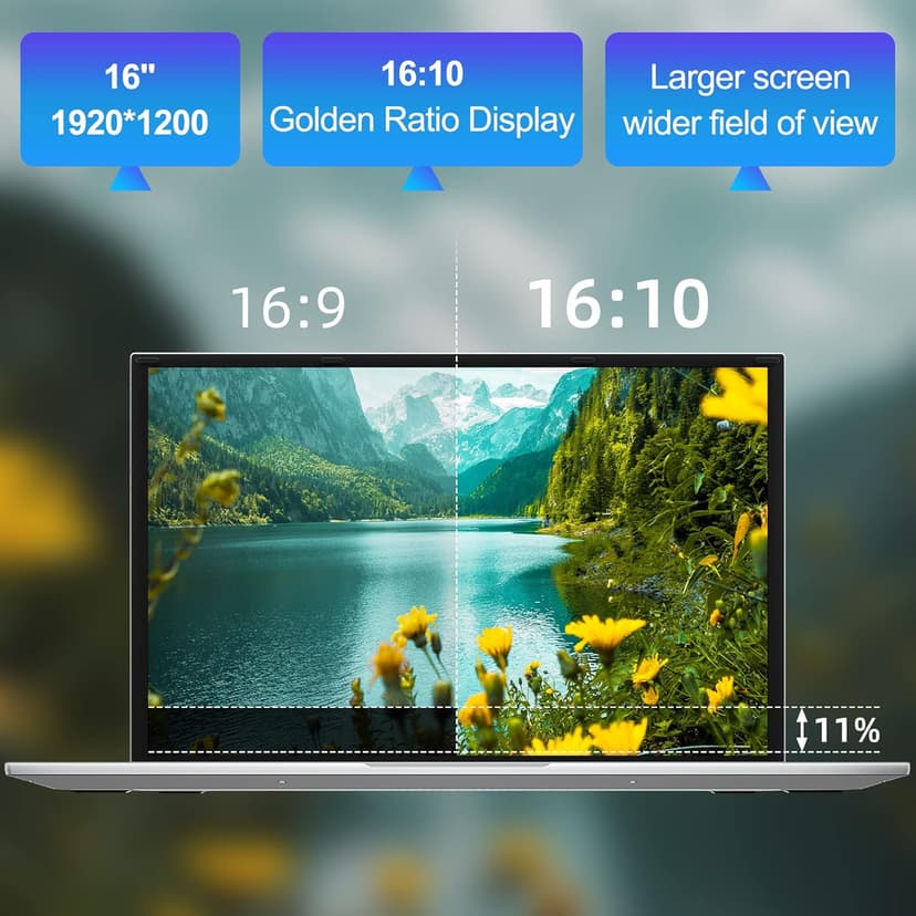 jumper 16 Inch Laptop, 4-Core N95 Processor, Up to 3.4Ghz, 16GB RAM, 640GB Storage,1200p FHD IPS Display, Windows 11 Computer, Office 365 1-Year Subscription, WiFi-6, 38Wh Battery.