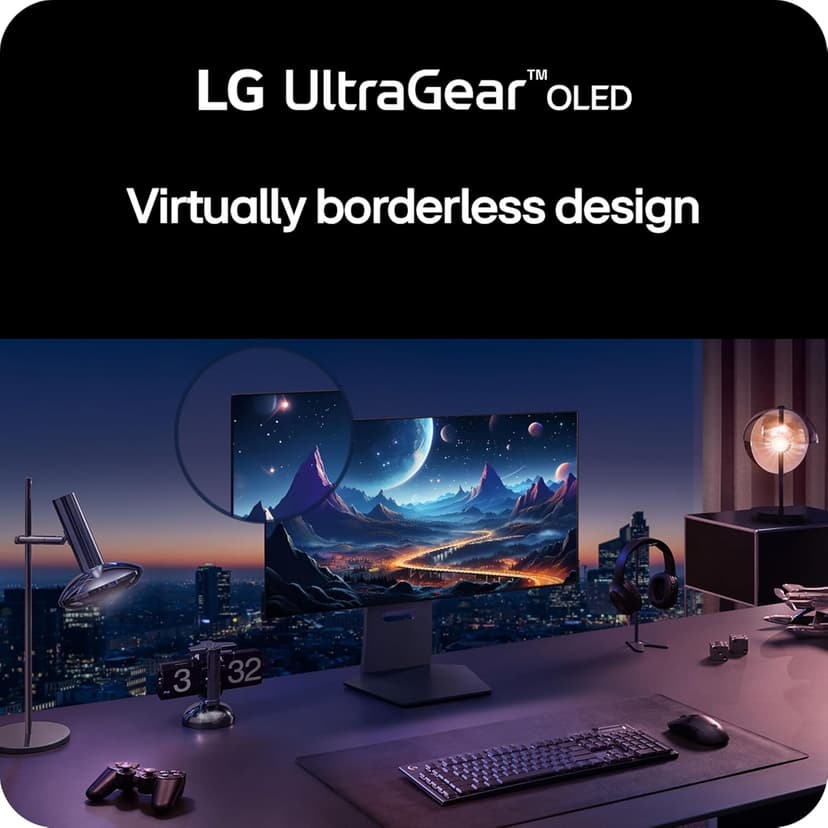LG ‎32GS95UE 32-inch Ultragear OLED Gaming Monitor UHD 240Hz 0.03ms DisplayHDR True Black 400 AMD FreeSync Premium Pro NVIDIA G-Sync HDMI 2.1 DisplayPort Tilt/Height/Swivel Stand Black