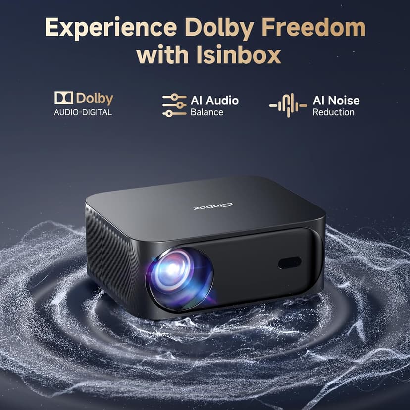 [Netflix-Licensed/Dolby Audio]Outdoor Projector with Wifi 6 and Bluetooth, iSinbox 1080P Native 800ANSI Portable Movie Projector, Built-in Netflix/YouTube/PrimeVideo, Electric Focus Smart Projector