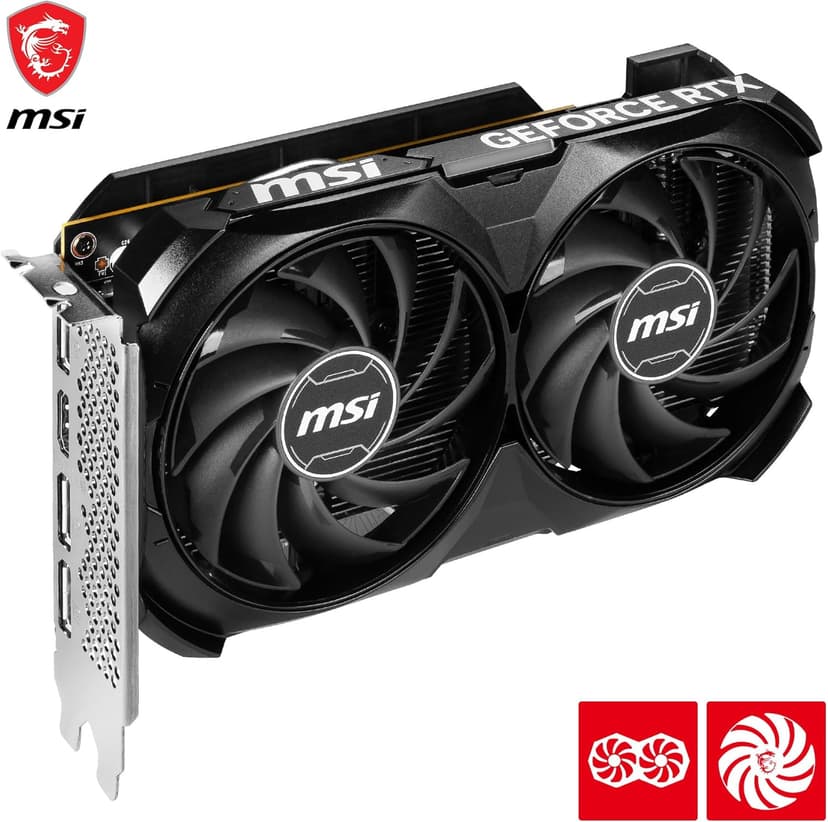 MSI GeForce RTX 4060 Ventus 2X Black 8G OC Gaming Graphics Card - 8GB GDDR6X, PCI Express Gen 4, 128-bit, 3X DP v 1.4a, HDMI 2.1a (Supports 4K & 8K HDR)