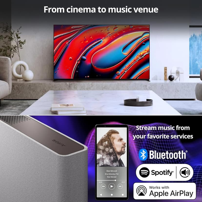 Sony BRAVIA Theater Quad Home Theater Surround Sound System with 4 Wireless Speakers (Gray) Bundle SASW3 Wireless Subwoofer, Monitor Isolation Pads, HDMI Cable, and Cable Ties (5 Items)