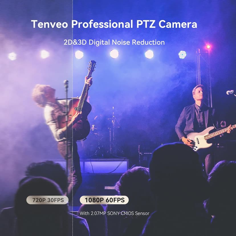 Tenveo AI Auto Tracking NDI PTZ Camera 3G-SDI/HDMI/USB3.0/LAN PoE 30X Optical+8X Digital Zoom IP Live Streaming Camera, FHD 1080P 60FPS for Church Services Worship Large Events Live Broadcast