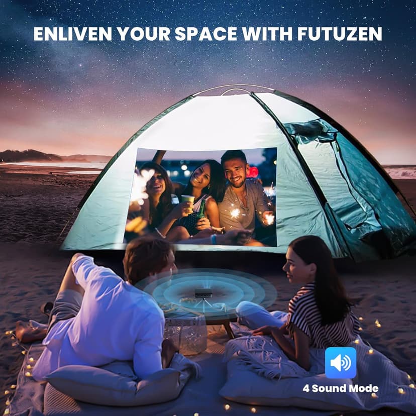 【3H Playtime】Ultra Mini Pocket Pico Projector - Come with Rechargeable Battery Speaker & Tirpod, 1080P Support Portable Wireless LED DLP Movie & Video Travel Projector, connects to iPhone and Android