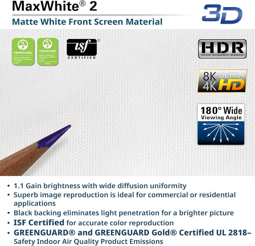 Projector Screen Elite Screens Spectrum, 128-INCH Diag 16:10, Motorized Projection Screen Movie Home Theater 4K/8K Ultra HD Ready, ELECTRIC128X2