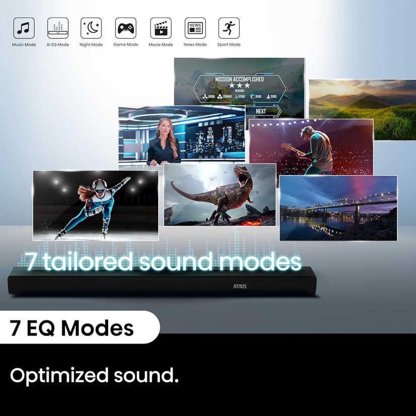 Hisense AX3100Q 3.1Ch Sound Bar with Wireless Subwoofer, Dolby Atmos, DTS:X, Bluetooth 5.3, Roku TV Ready, HDMI/AUX/ARC/Optical/USB, EzPlay, Ez UP, 7 EQ Modes
