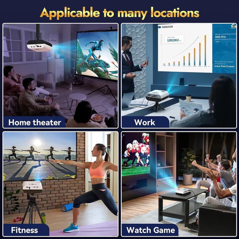 Mini Projector with WiFi and Bluetooth, Screen | Native 1080P, Portable Outdoor 5G Projector, Lag-Free, Compatible with iPhone, Android, PC, Fire Stick, Xbox, and PS5