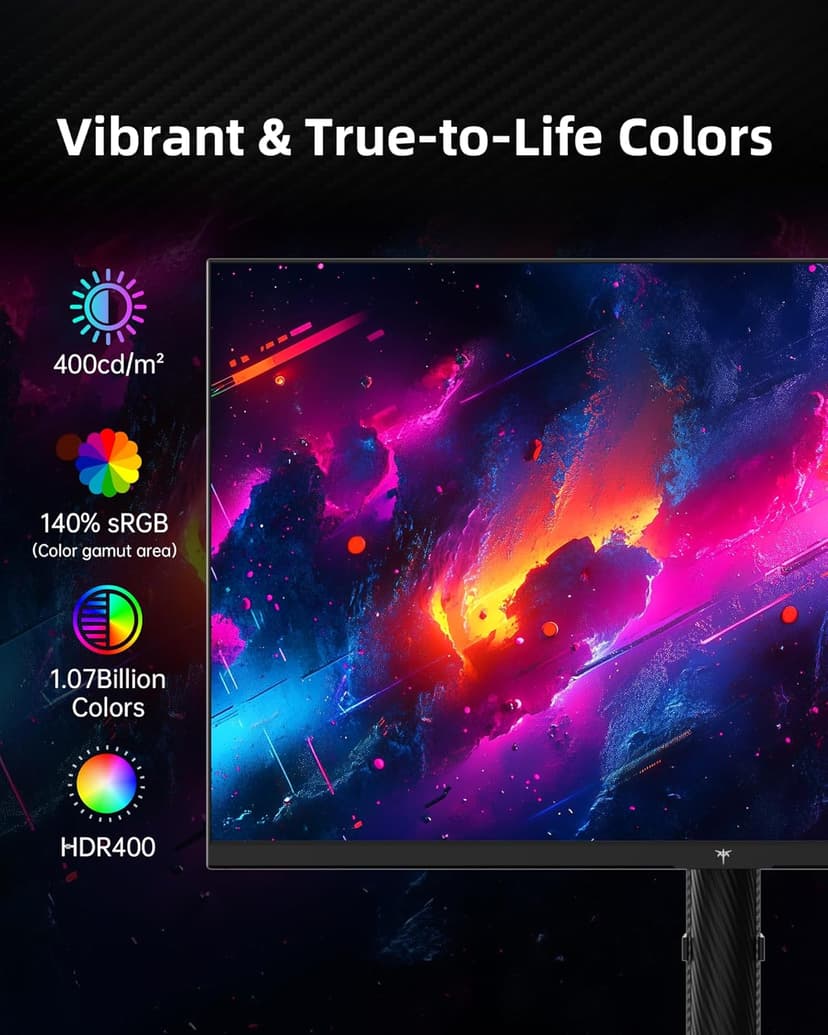 KTC 27 Inch 4K Gaming Monitor - UHD 160Hz Monitor with Fast IPS Panel, 1ms MPRT, 140%sRGB, HDR 400, Adaptive Sync, HDMI DisplayPort, Height Tilt Pivot Swivel Adjustable, Carbon Fiber Backcover, U27T6