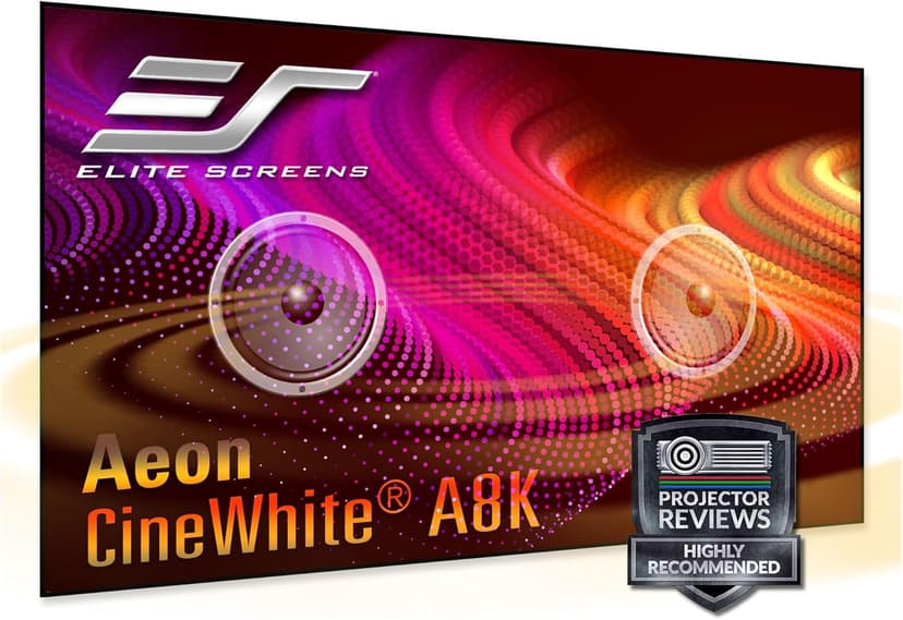 Elite Screens Aeon CineWhite A8K, 150" Diag, 16:9 Aspect Ratio, ISF Certified 8K Ultra HD Home Theater Fixed Frame Edge Free Projection Sound Transparent Perforated Weaved Screen, AR150H-A8K