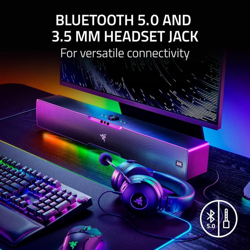 Razer Leviathan V2 Pro: Multi-Driver PC Gaming Soundbar with Subwoofer - Beamforming Surround Sound with AI Head Tracking - Chroma RGB - Bluetooth 5.0 & 3.5mm - for PC, Desktop/Laptop, Mobile, Switch