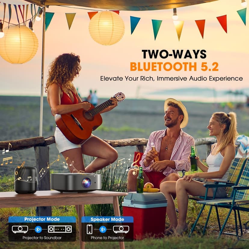 [2025 Netflix-Official | 386+ Built-in Apps] DBPOWER E2 Smart Projector with WiFi and Bluetooth, Mini Projector 4K with Netflix, Youtube, Disney+, Hulu, Max, Crunchyroll w Portable Case