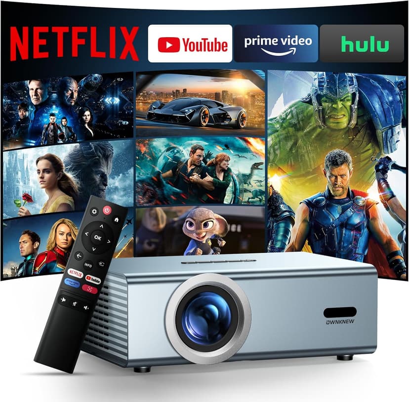 [Netflix Officially & Dolby Audio] Smart Projector with WiFi6 and Bluetooth5.3, Electric Focus & Auto Keystone 4K Support, 22000L Movie Projectors, OWNKNEW Native 1080P Proyector Built-in Apps
