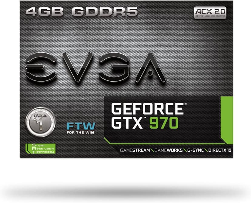 EVGA GeForce GTX 970 4GB FTW GAMING ACX 2.0, 26% Cooler and 36% Quieter Cooling Graphics Card 04G-P4-2978-KR