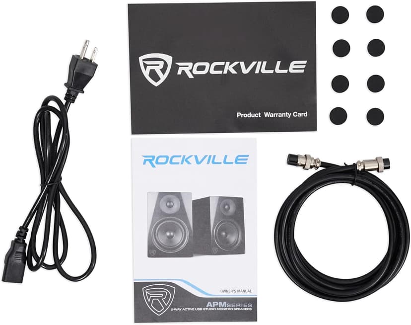 Rockville APM5B Powered USB Studio Monitor Speaker Pair in Black, 5.25", 2-Way, 250W, EQ, MDF Wood, RCA/XLR, Perfect for Studios, Recording, Music
