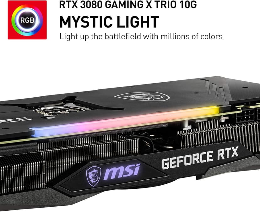 MSI Gaming GeForce RTX 3080 10GB GDRR6X 320-Bit HDMI/DP Nvlink Tri-Frozr 2 Ampere Architecture OC Graphics Card (RTX 3080 GAMING X TRIO 10G)