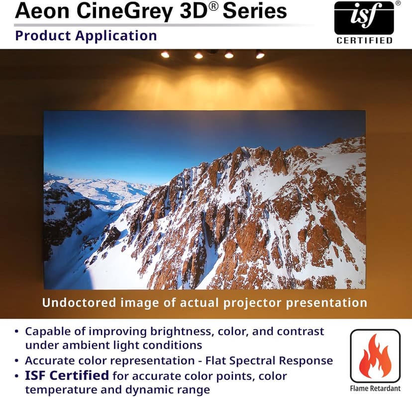 Elite Screens 135 inch CLR/ALR Projector Screen 16:9 4K, Standard Throw Projection, Edge Free Ambient Light Rejecting Fixed Frame Grey for Indoor Movie Screen Home Theater - Aeon CineGrey 3D AR135DHD3
