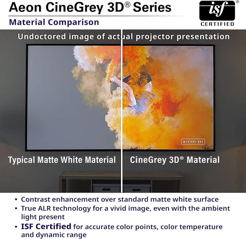 Elite Screens 135 inch CLR/ALR Projector Screen 16:9 4K, Standard Throw Projection, Edge Free Ambient Light Rejecting Fixed Frame Grey for Indoor Movie Screen Home Theater - Aeon CineGrey 3D AR135DHD3
