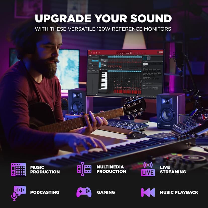 M-AUDIO BX3 Pair 3.5" 120W Studio Monitors, HD PC Speakers for Recording and Multimedia with Music Production Software