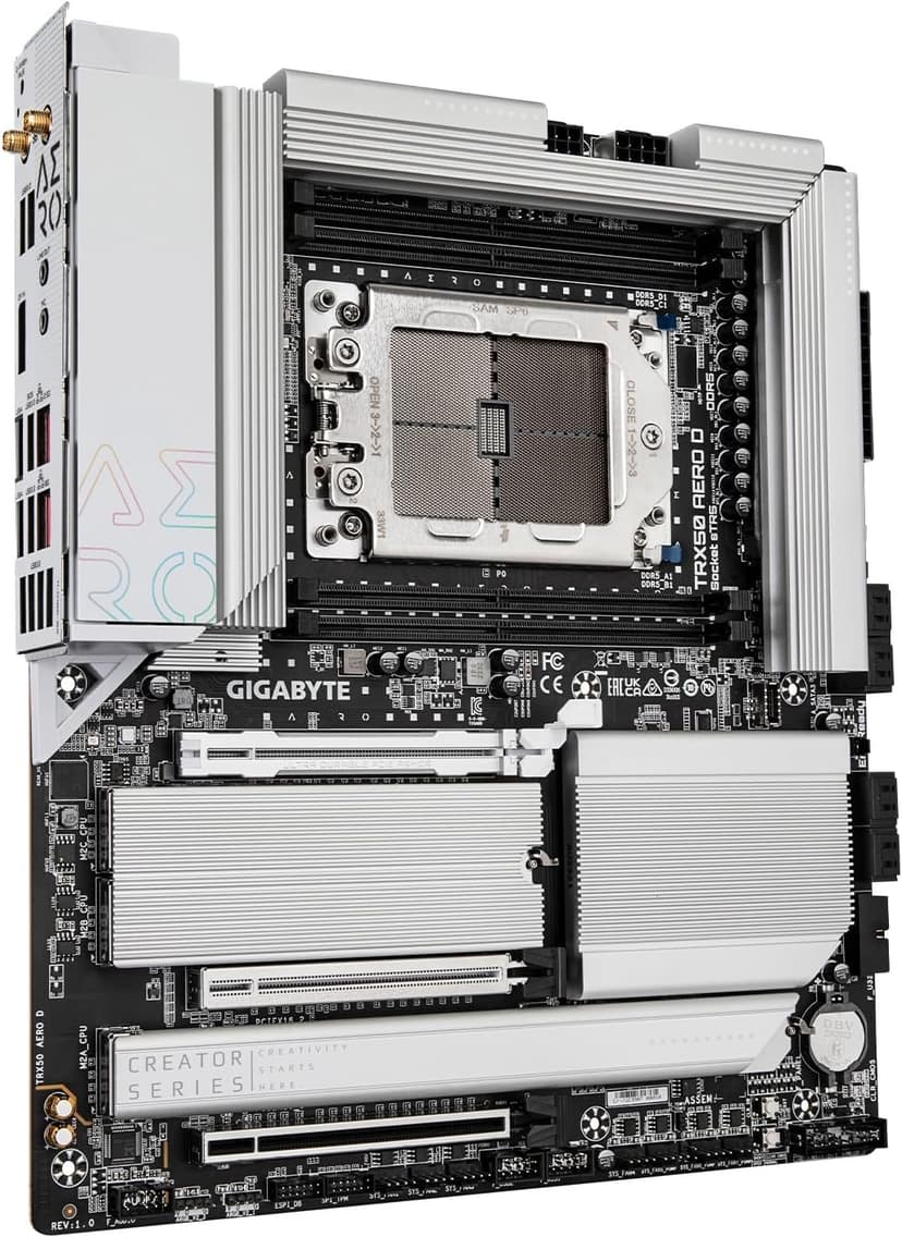 GIGABYTE TRX50 AERO D (sTR5/ AMD/ TRX50/ E-ATX/ DDR5/ PCIe 5.0 M.2/ PCIe 5.0/ USB4 Type-C/Wi-Fi 7/ Marvell 10GbE/ Motherboard)