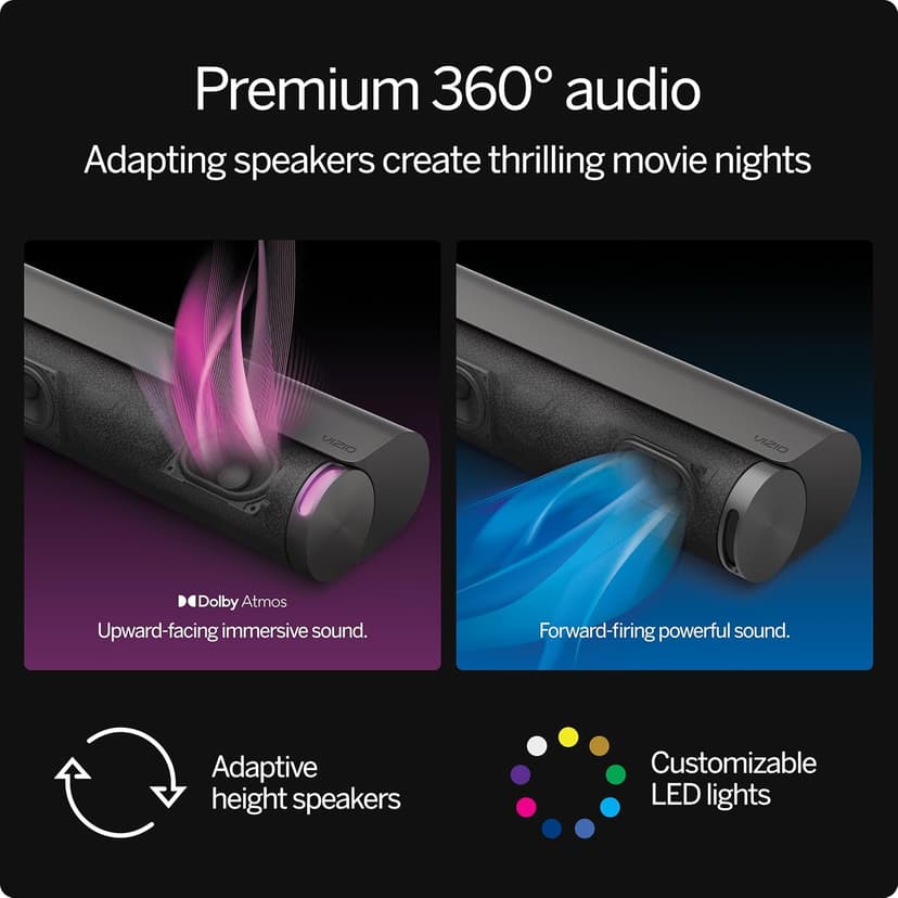 VIZIO 5.1.2 Elevate SE Soundbar, Wireless Subwoofer, Surround Sound w/Dolby Atmos & DTS:X, Bluetooth Speaker, QuickFit™ Compatible – SL512X-08 (New, 2024 Model)