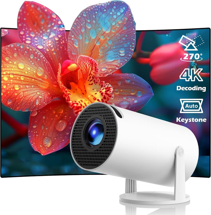 Mini Projector with WiFi and Bluetooth, Portable Projector Full HD 4K Support with Automatic Vertical Keystone Correction 270° Rotation Projector and Android 11.0 Smart Projector