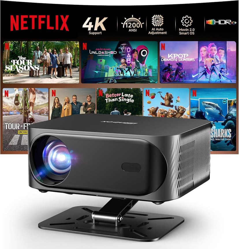 [Netflix-Licensed/Dolby Audio]Outdoor Projector with Wifi 6 and Bluetooth, iSinbox 1080P Native 800ANSI Portable Movie Projector, Built-in Netflix/YouTube/PrimeVideo, Electric Focus Smart Projector