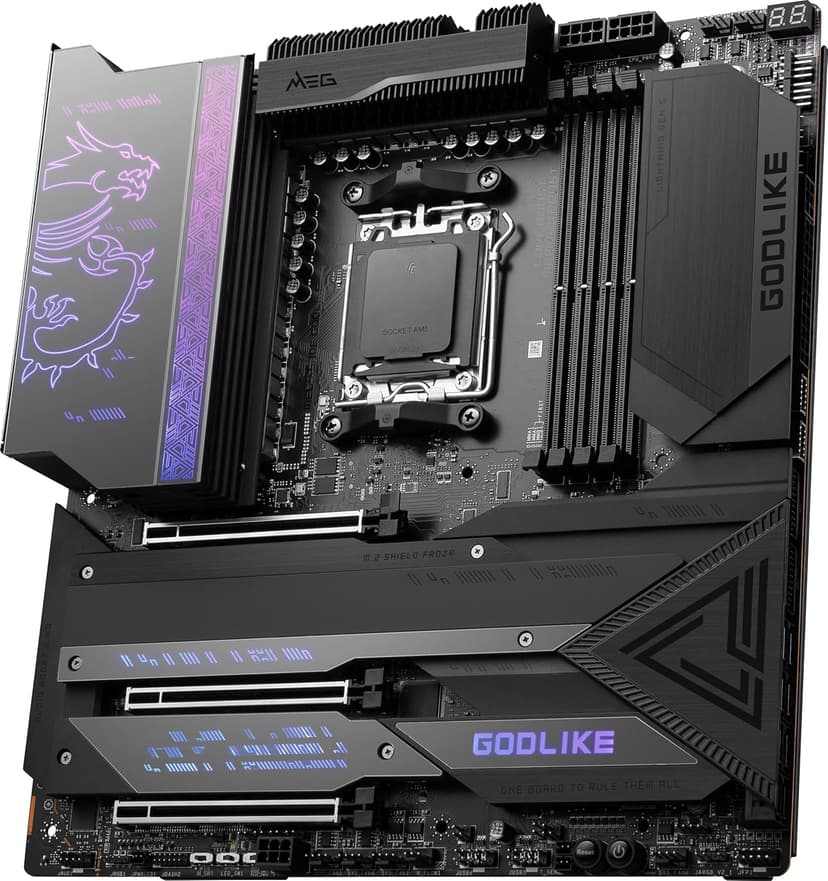 MSI MEG X670E GODLIKE Gaming Motherboard (AMD Ryzen 9000/8000/7000 Series Processors, AM5, DDR5, PCIe 5.0, SATA 6Gb/s, M.2, USB 3.2 Gen 2, Wi-Fi 6E, HDMI/DP, 10Gbps Dual LAN, SLI, EATX)
