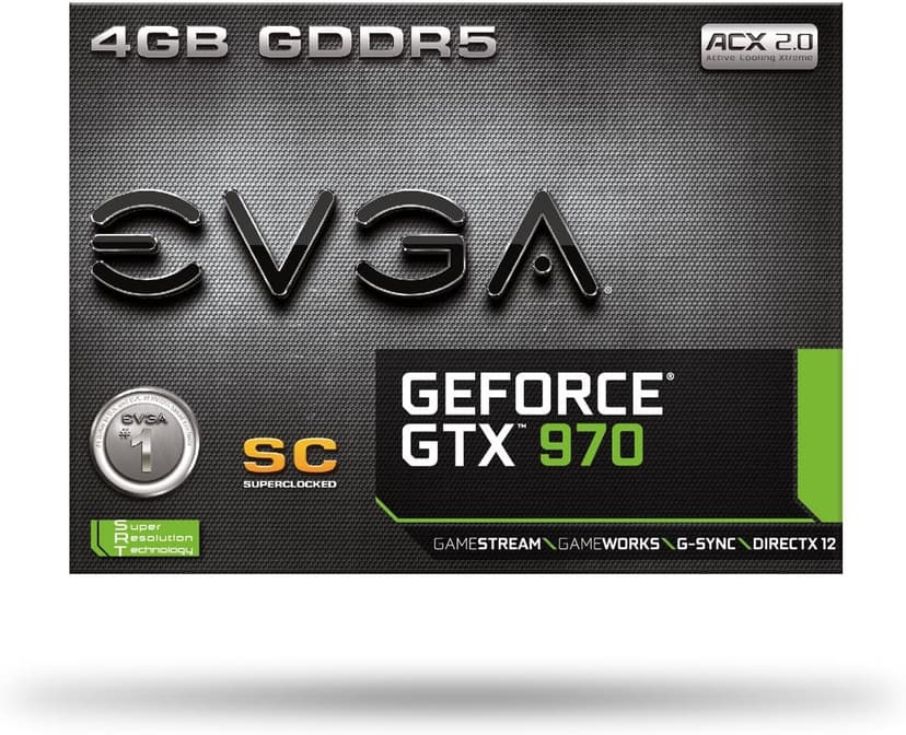 EVGA GeForce GTX 970 4GB SC GAMING ACX 2.0, 26% Cooler and 36% Quieter Cooling Graphics Card 04G-P4-2974-KR