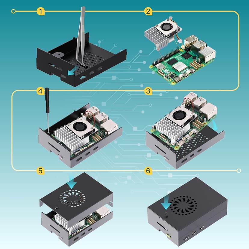iRasptek Starter Kit for Raspberry Pi 5 8GB RAM-Pre-Loaded with 128GB Edition Raspberry Pi OS (Aluminum Case)