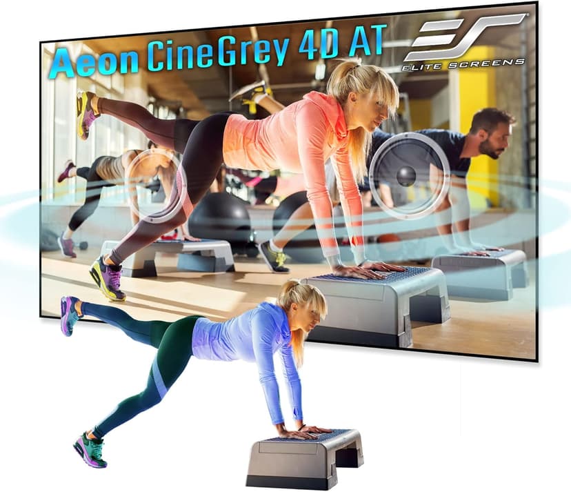 Elite Screens Aeon CineGrey 4D Acoustically Transparent, 150" Diag. 16:9, 4K/8K Ceiling Ambient Light Rejecting (CLR/ALR) Fixed Frame Edge Free Sound Transparent Projector Screen, AR150H-ATD4