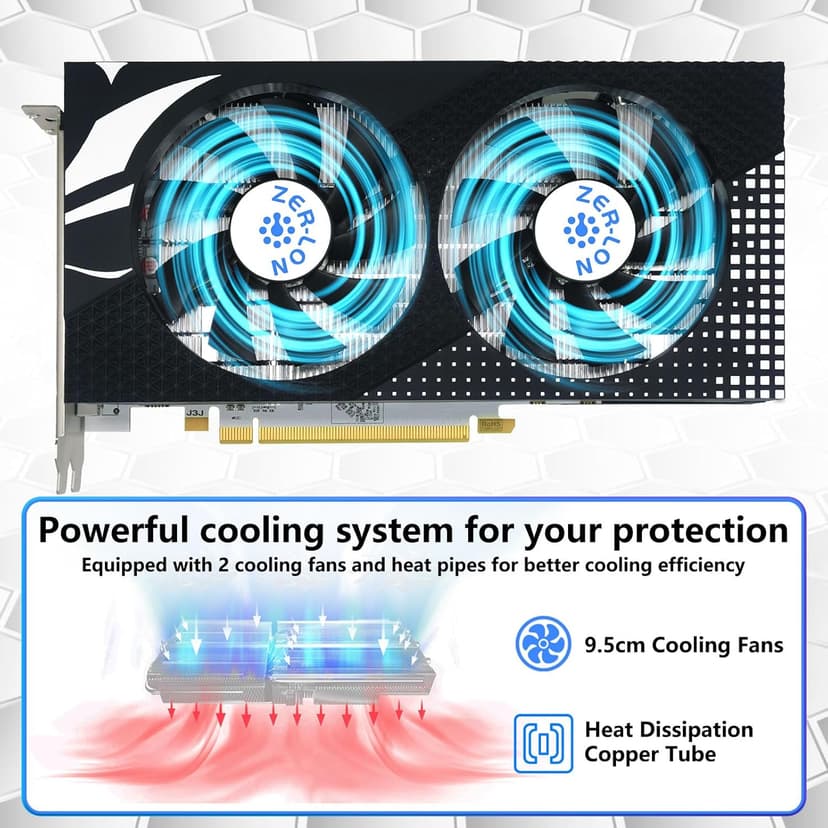 Radeon RX 580 8GB Graphics Card, 2048SP GDDR5 256 Bit Pc Gaming Video Card with Dual Cooling Fan, HDMI DP DVI-Output, PCI Express 3.0 Computer GPU for Office and Gaming