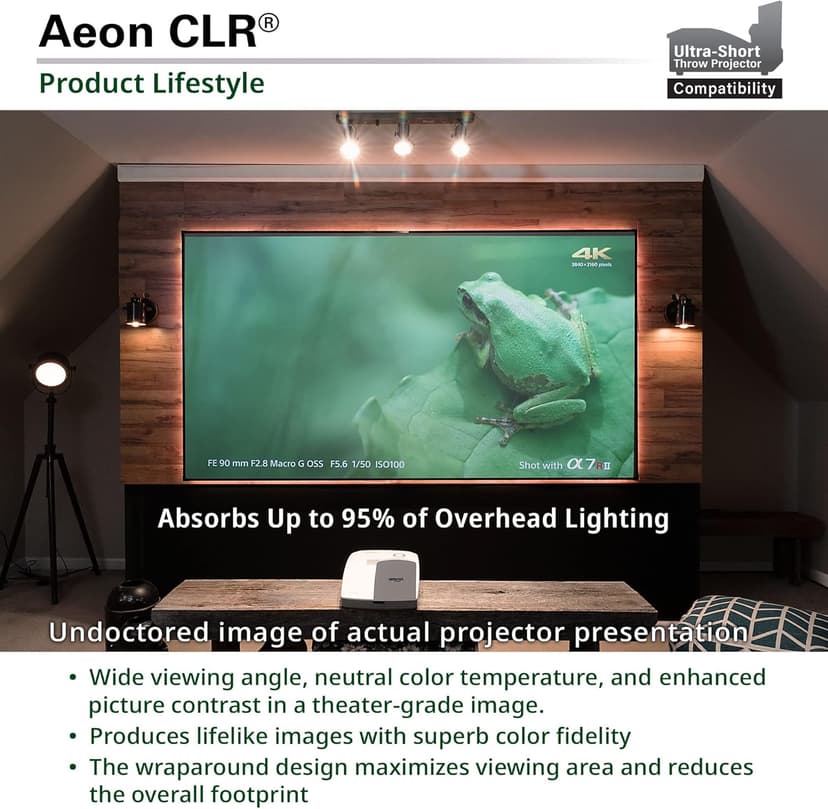 Elite Screens Aeon CLR 103-Inch ALR UST Projector Screen, 8K Edge-Free Fixed Frame, 95% Ambient Light Rejecting, Indoor Home Theater Movie Screen, Perfect for Ultra Short Throw Projectors, AR103H-CLR
