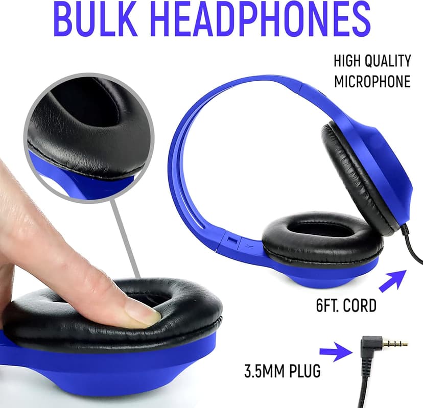 Bulk Headphones for Classroom with Microphone, Heavy-Duty School Pack Wired Headphones for Students. Teacher Must Haves Supplies from Elementary to College (24 Pack Mixed Color)