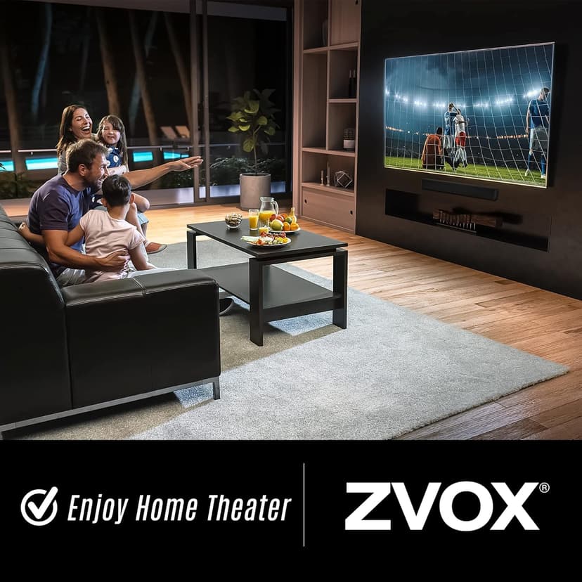 ZVOX SB500 Soundbar for TV, Home Speaker Bar Works with 50" to 90" TVs, Soundbar with Subwoofer Built-in, 6 Modes AccuVoice Dialogue Boost, Multi-Zone Audio and Hearing Technology