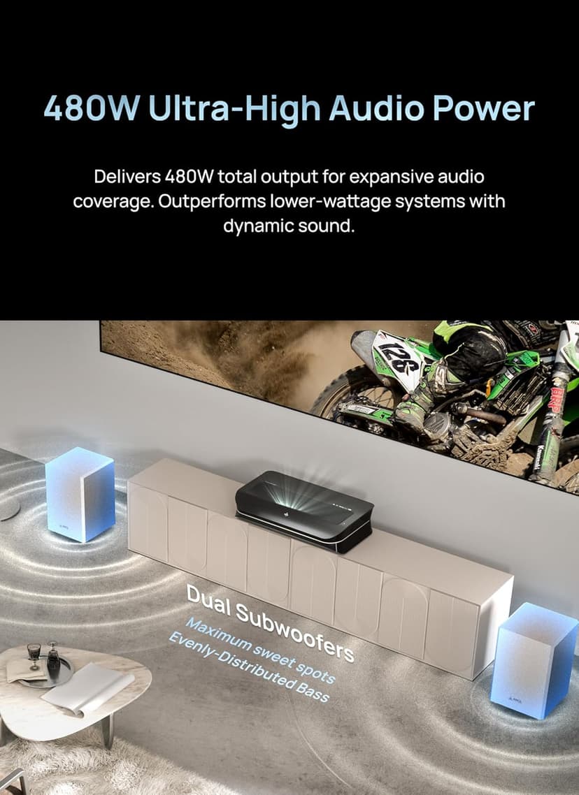 AWOL VISION ThunderBeat 4.2.2 All-Wireless Home Theater Sound System, Surround Sound System with Dual 120W Subwoofers and Upward Firing Speakers, Dolby Atmos DTS Support