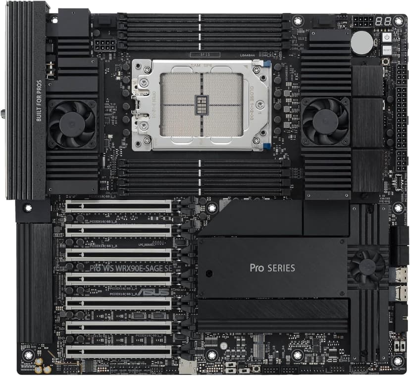 ASUS Pro WS WRX90E-SAGE SE EEB Workstation Motherboard, AMD Ryzen™ Threadripper™ PRO 7000 WX-Series, ECC R-DIMM DDR5, 32 Power-Stage,7xPCIe 5.0x16, PCIe 5.0 M.2, 10Gb & 2.5Gb LAN, Multi-GPU Support