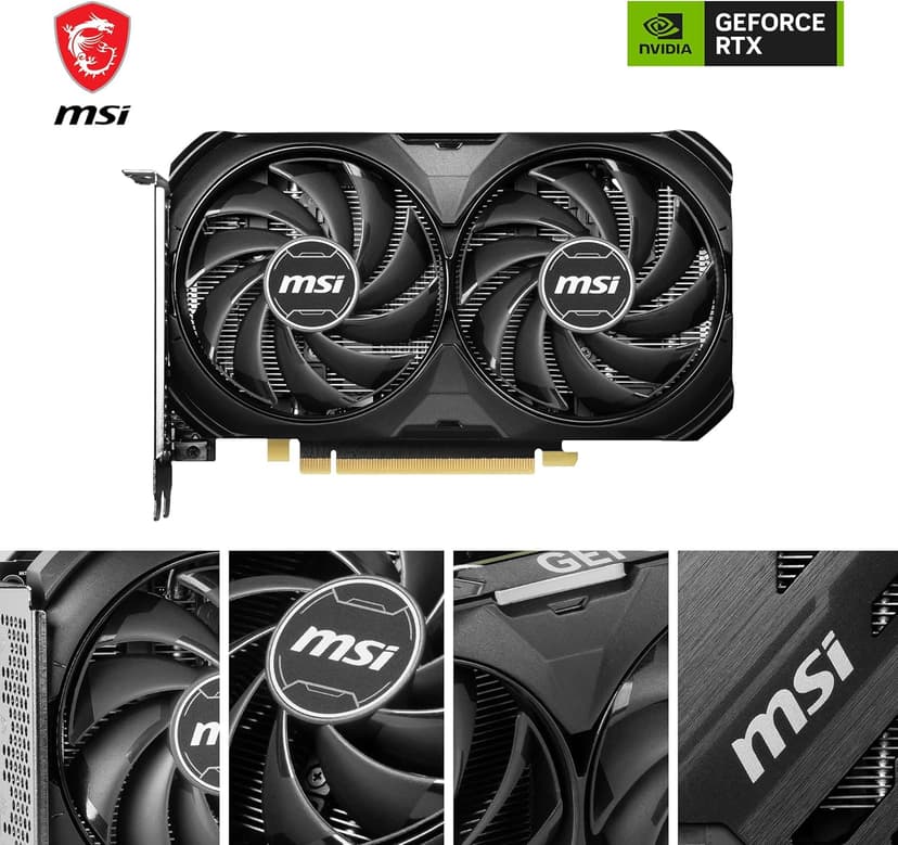 MSI GeForce RTX 4060 Ti Ventus 2X Black 8G OC Graphics Card -NVIDIA RTX 4060 Ti, 8GB GDDR6 Memory, 18Gbps, PCIe 4.0, DLSS3