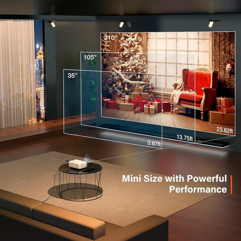 Mini Projector, VOPLLS 1080P Full HD Supported Video Projector, Portable Outdoor Home Theater Movie Projector, 50% Zoom, Compatible with HDMI, USB, AV, Smartphone/Tablet/Laptop (Small Projector)